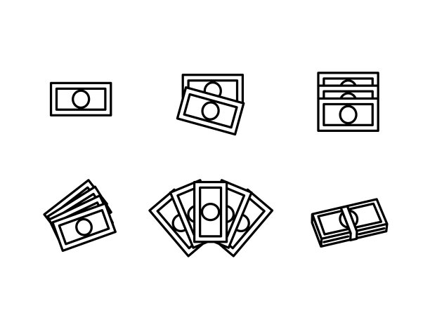 钞票图标套装图片下载