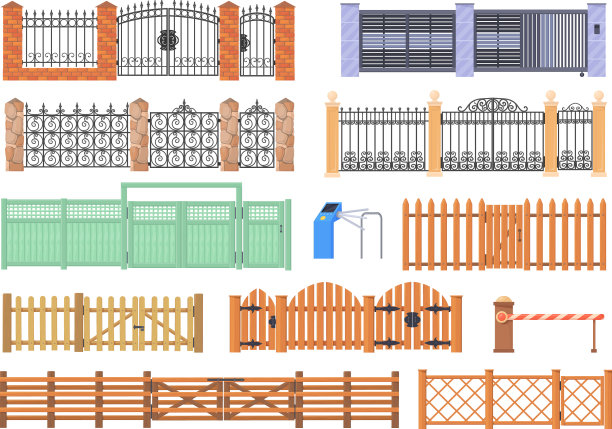 卡通大门和栅栏乡村花园房子大门图片下载
