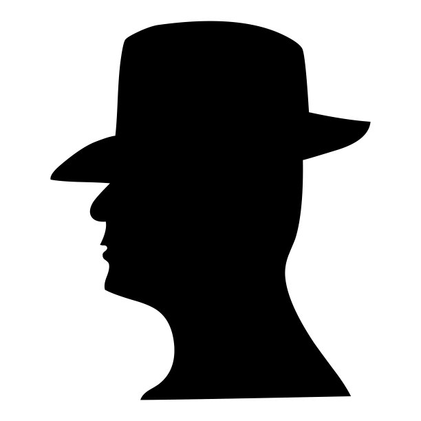一个带帽子的男人的肖像和剪影图片下载