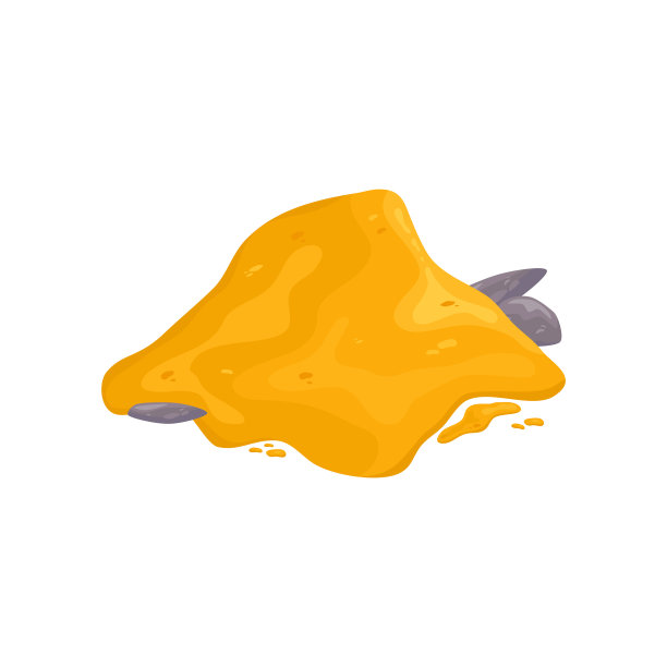 在卡通风格的白色背景上孤立的沙子和石头堆。沙堆粉适合沙滩和儿童的游戏。卡通矢量插图。金黄色的沙砾山图片下载