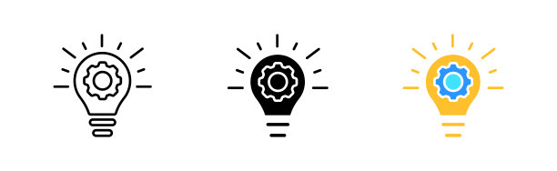 想法图标集。工作，报告，演讲，目标，想法，策略，办公室，问题，动机，研究，分析。经营理念。不同风格的矢量线图标图片下载