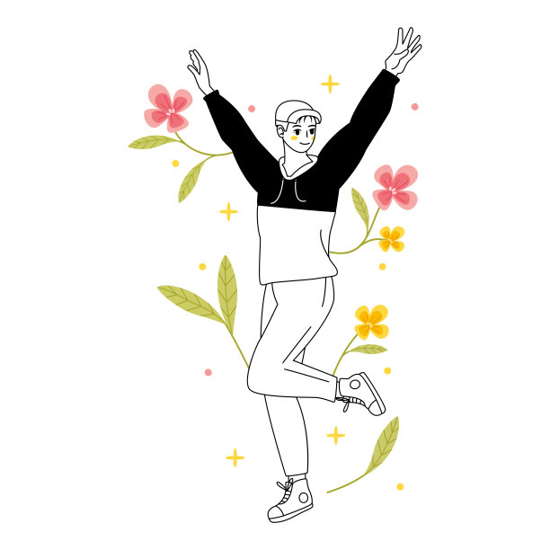 孤立的年轻男性人物与花矢量图片下载