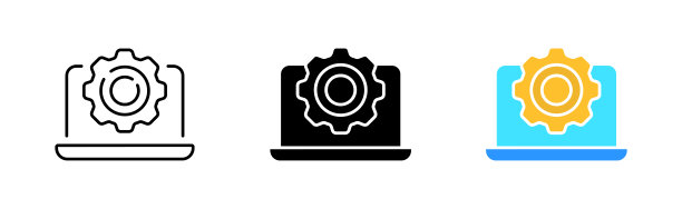 笔记本电脑图标设置。电子产品，个性化，偏好，小工具，设备，互联网，功能，娱乐，工作，自由职业者，远程，应用程序。技术概念。不同风格的矢量线图标图片下载