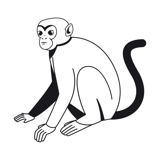 孤立的猴子字符中国生肖符号矢量图片下载