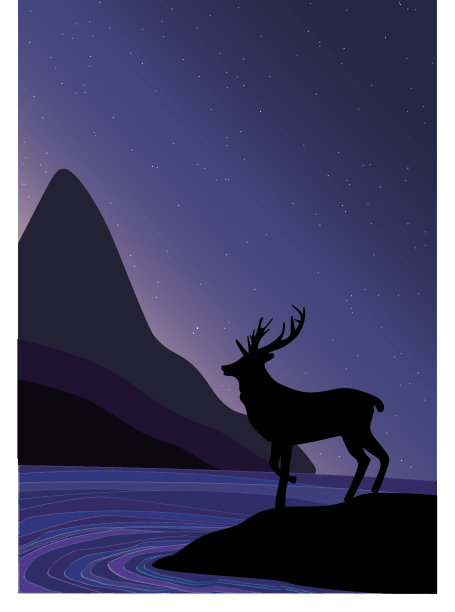 夜中的鹿图片下载