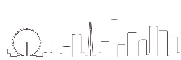 新加坡黑线简单的极简主义天际线与白色背景图片下载