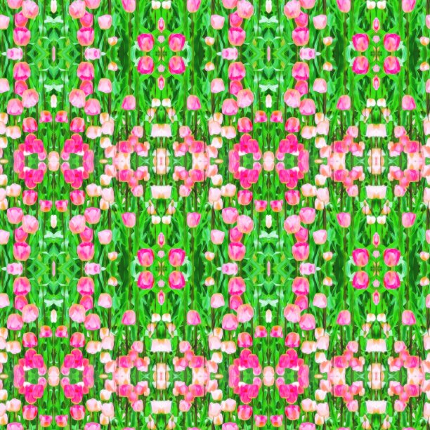 无缝模式。插图，数字绘画。自然景观。郁金香花坛。照片拼贴纺织品，棉织物，壁纸，t恤，亚麻布或包装。画水彩画图片下载