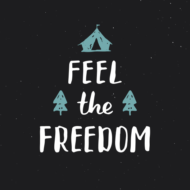 带一个徒步旅行字母手写的标志，手绘垃圾书法文本，户外徒步旅行冒险，矢量插图图片下载