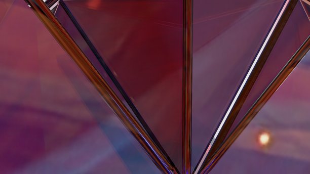 红色、橙色、线性玻璃构成的三角抽象、戏剧性、激情、激情、奢华和专属的3D渲染平面设计元素背景材料。图片下载