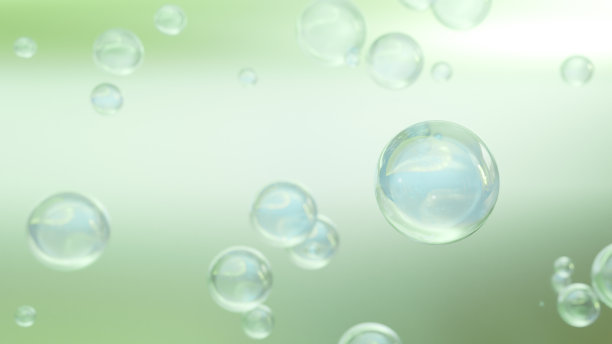 3D渲染化妆品蓝色血清气泡散焦背景图片下载