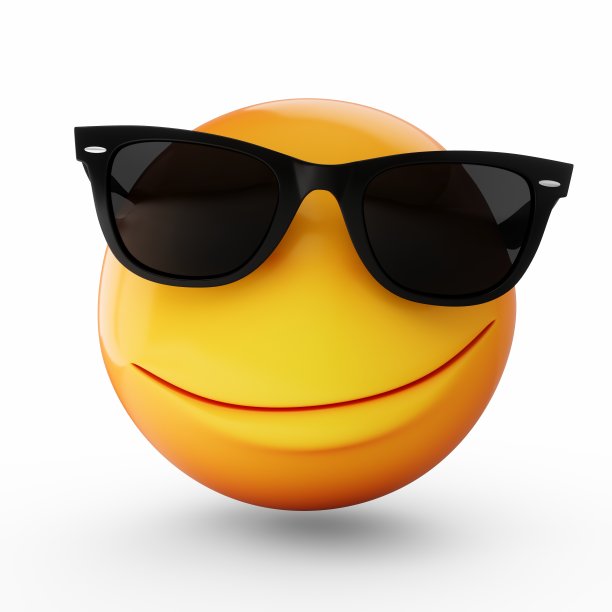 3D渲染酷的表情符号与太阳镜隔离在白色背景上图片下载