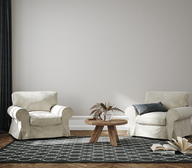 斯堪的纳维亚农舍客厅内部，墙壁模型图片下载