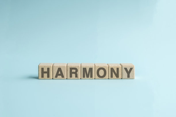 和谐的文字在木制方块上图片下载