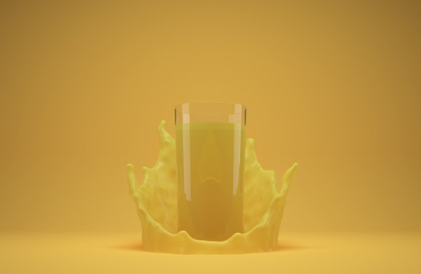 橙汁飞溅和滴- 3D插图图片下载