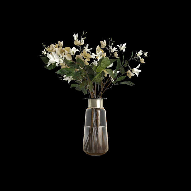 花瓶孤立在黑色背景的3d插图图片下载