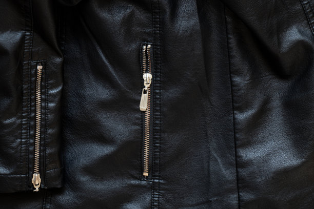 以拉链为背景的黑色皮夹克图片下载