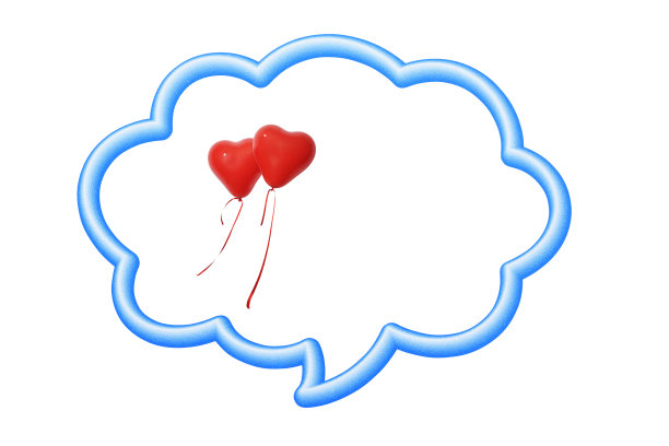 白色背景上有两个红色心形气球的语音气泡孤立镜头图片下载