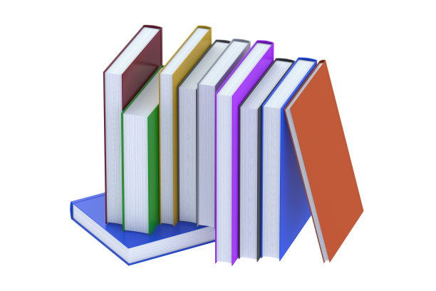大量彩色书籍孤立在白色背景上。三维渲染图片下载