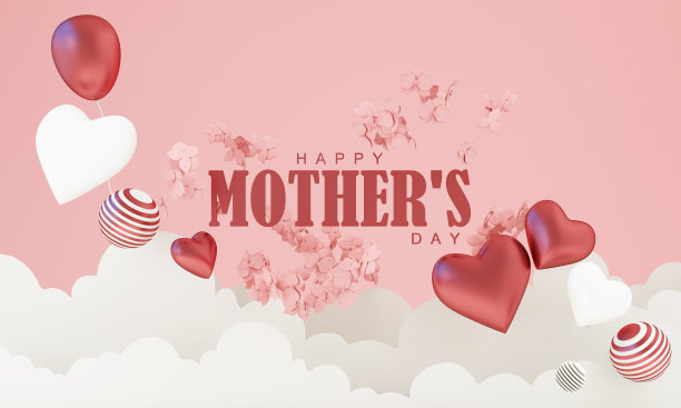 母亲节贺卡的爱的一天与广告空间和促销与紫色和粉红色的色调的女性项目。三维渲染图片下载