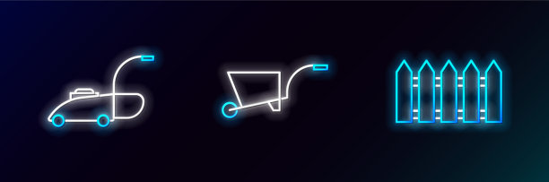 设置线花园围栏，木制割草机和图片下载