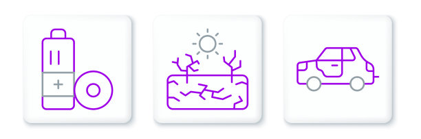 设置线路汽车电池和干旱图标图片下载