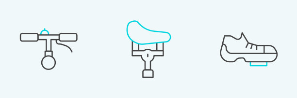 设置行自行车鞋车把和车座图标图片下载