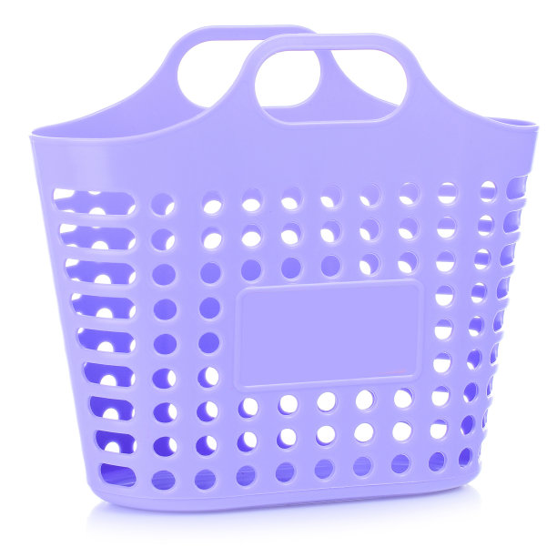 杂货店玩具绳袋孤立的白色背景。塑料购物篮，特写。购物的概念。商店和超市的创意图片下载