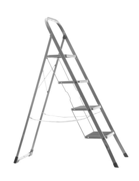 现代金属梯子隔离在白色上。施工工具图片下载