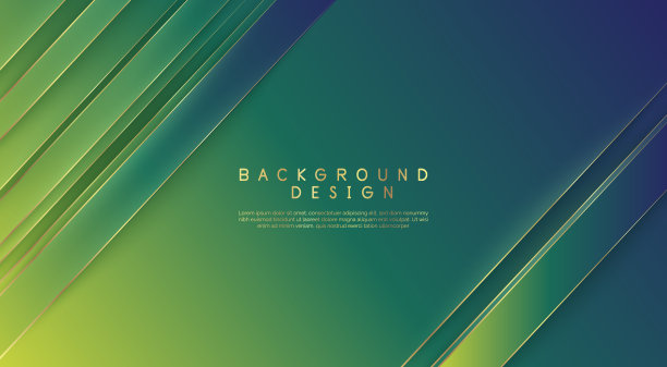 抽象的蓝色和绿色技术几何背景与条纹金线。现代未来主义背景图片下载