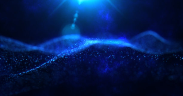 抽象波粒子和点能量魔术与辉光和模糊的效果，抽象背景图片下载