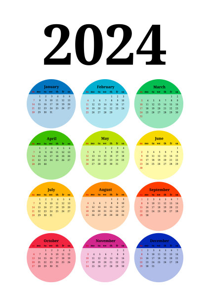 2024年的日历被隔离在白色背景上图片下载