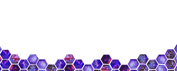 手绘水彩空间抽象插画横幅蜂巢。星空背景。剪贴簿，明信片，横幅，标签。图片下载