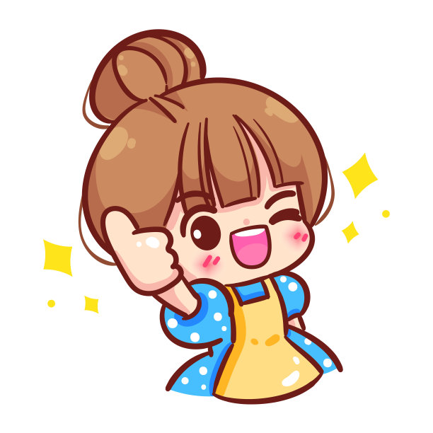 开朗的女孩竖起大拇指，表明你是伟大的卡通手绘艺术插图图片下载