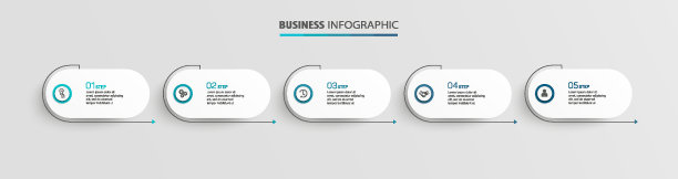 具有5个选项或步骤的业务向量信息图模板图片下载