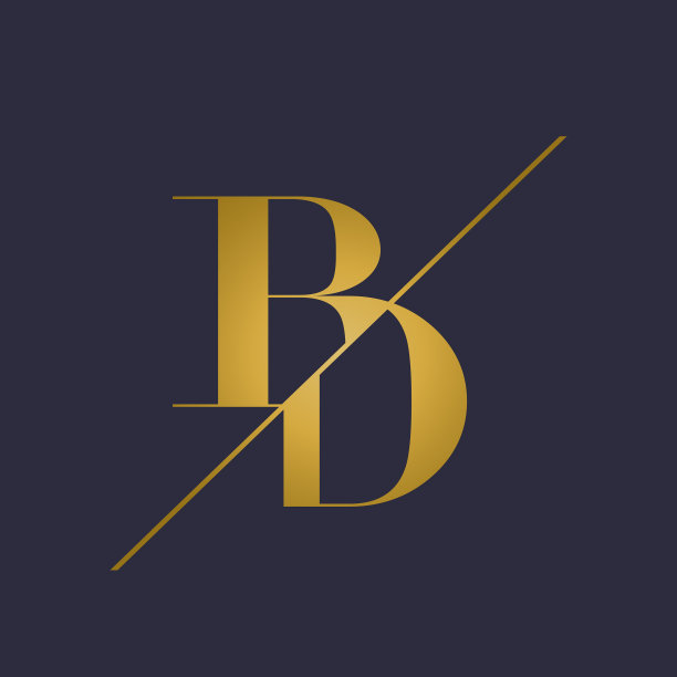 BD字母标志。大写装饰衬线字母b，字母d签名图标。奢华风格的字母首字母。图片下载