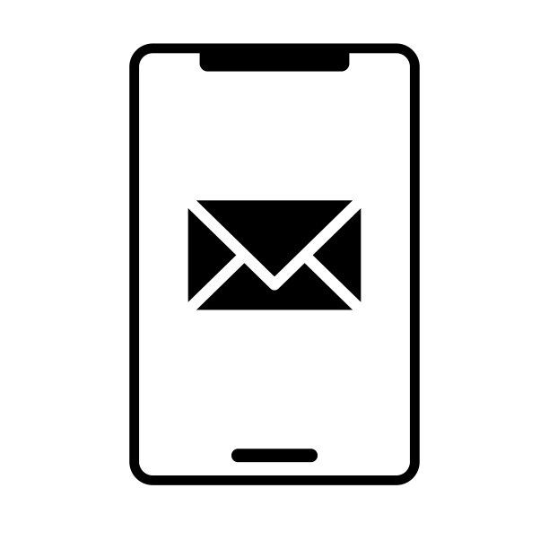 电子邮件屏幕的智能手机图标。与我们联系。向量。图片下载