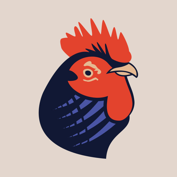 公鸡头剪影画进现代平面设计，吉祥物的说明，标志，网络和印刷图片下载
