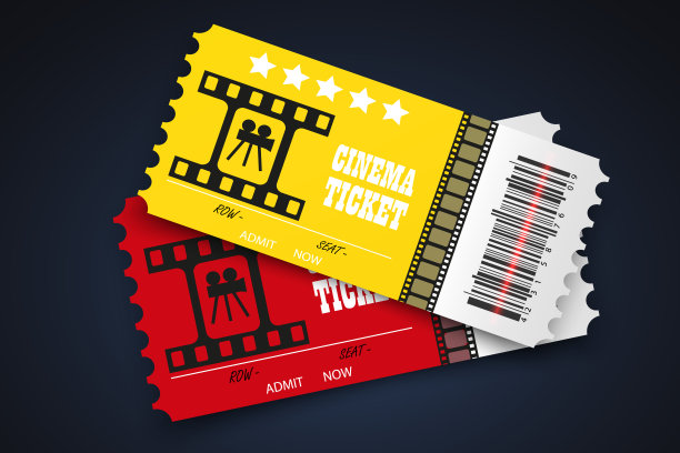 矢量电影门票孤立在透明的背景。逼真的电影院门票。图片下载