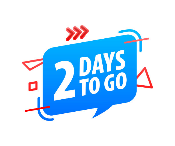 2天去图标。Days Left徽章。提供倒计时日期。计时器，沙漏图标。图片下载