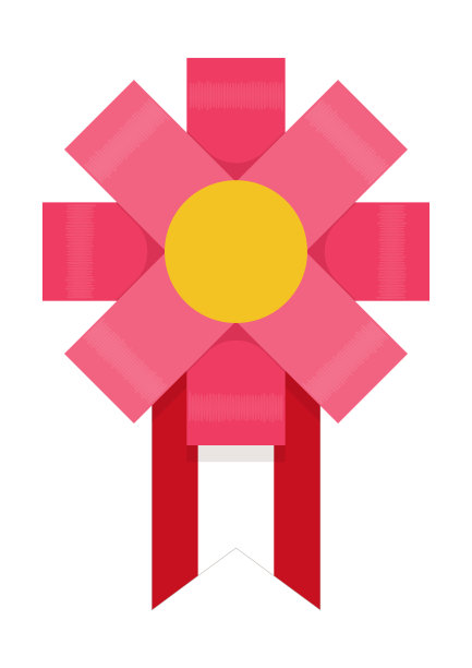 祝福花形彩带胸花图片下载