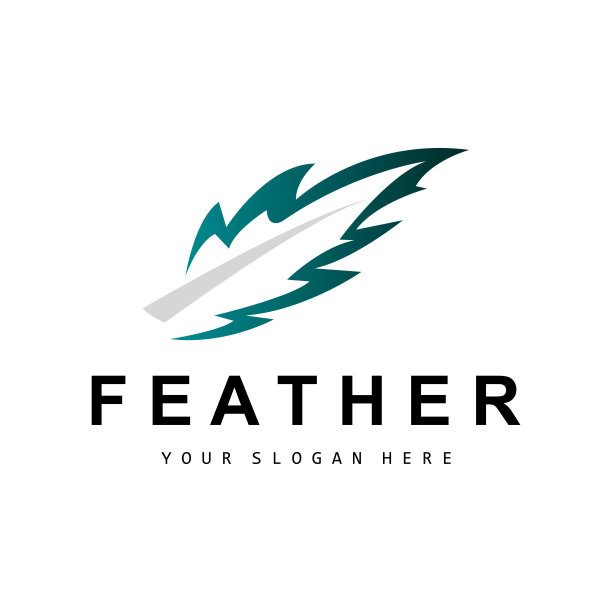 羽毛标志，动物翅膀设计，矢量图标模板简单图片下载