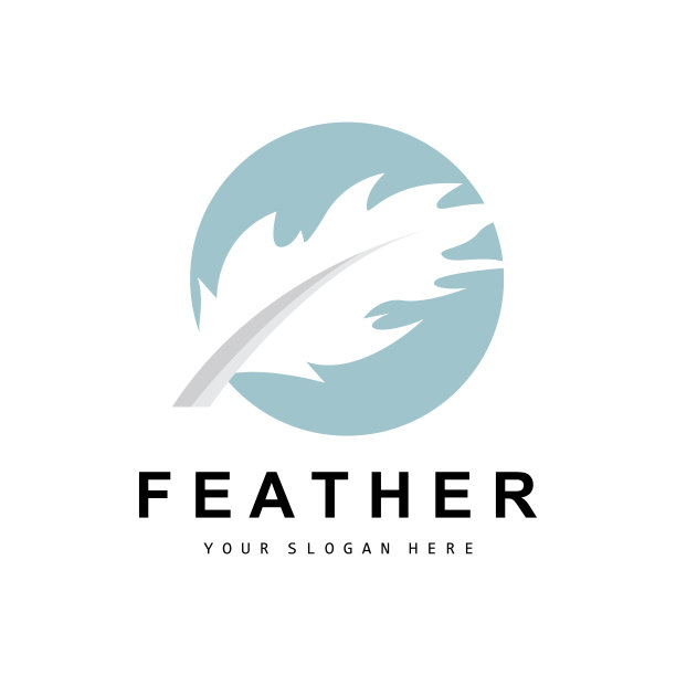 羽毛标志，动物翅膀设计，矢量图标模板简单图片下载