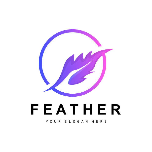 羽毛标志，动物翅膀设计，矢量图标模板简单图片下载