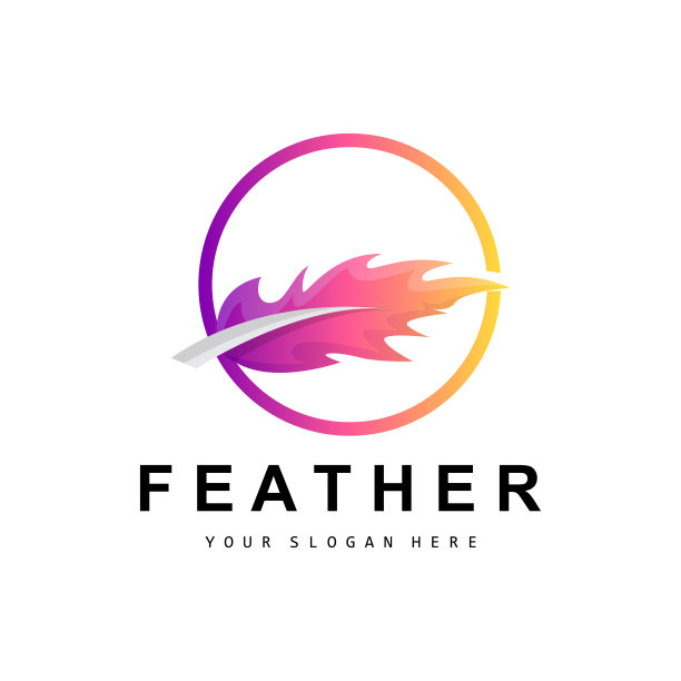 羽毛标志，动物翅膀设计，矢量图标模板简单图片下载