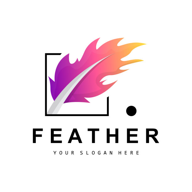 羽毛标志，动物翅膀设计，矢量图标模板简单图片下载