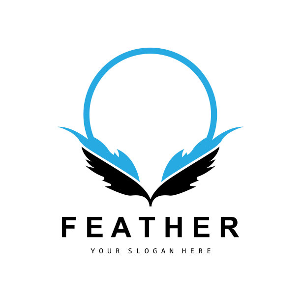 羽毛标志，动物翅膀设计，矢量图标模板简单图片下载