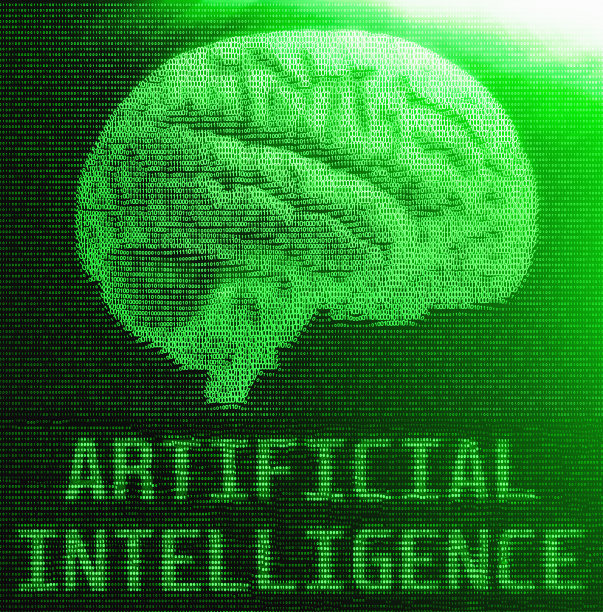 以数字1和0呈现的人脑标题为“人工智能”图片下载