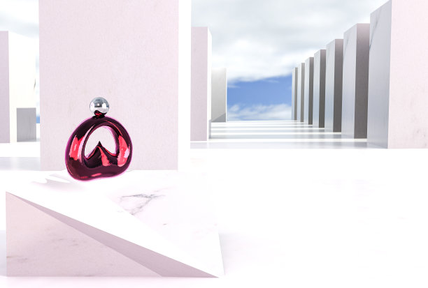 有复制空间的讲台上放着豪华香水。图片下载