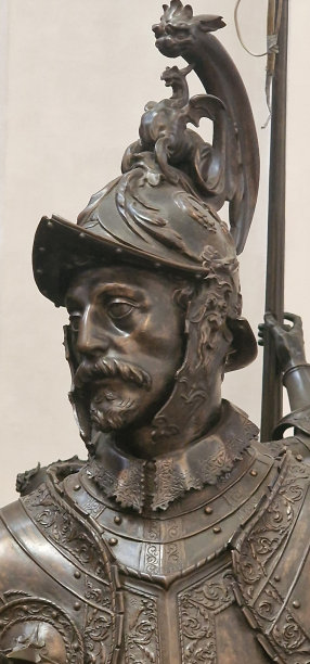 一个士兵为一个人哀悼的雕塑图片下载