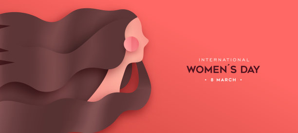 妇女节快乐剪纸女人发横幅图片下载